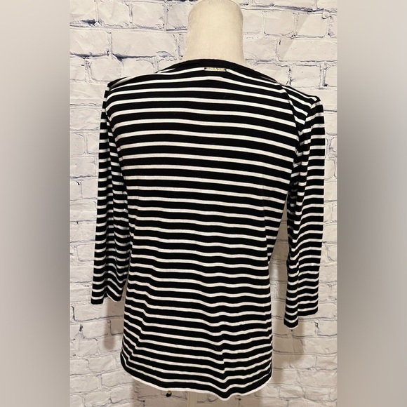 Michael Kors long sleeve black and white striped shirt Size Large - Picture 4 of 6